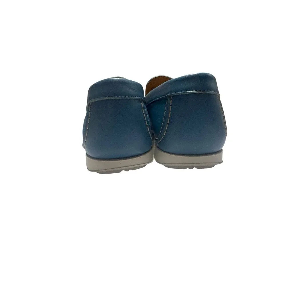 Salvatore Ferragamo Blue Leather Gancini Driver Loafers Men's‎ Italy Luxury
